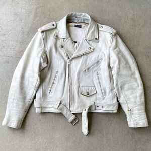 Vintage First White Leather Biker Jacket